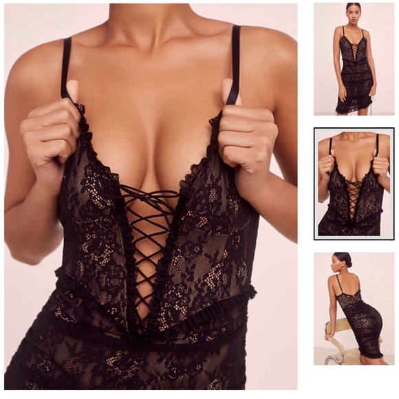 For Love & Lemons Gracie Lace High-Low Slip - Picture 2 of 8